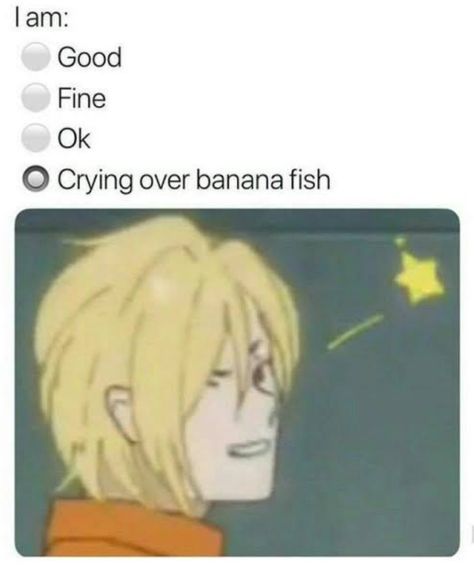 Oh the dark humor... Ash Lynx, Funny Fishing Memes, Ash Lynx, Gay Fish, Banana Art, Fishing Quotes, Banana Fish, Fishing Humor, Videos Funny, Anime Memes