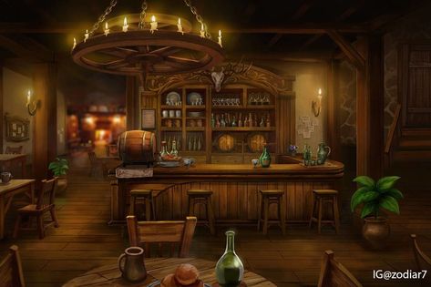 Dnd Coffee Shop, Sims 4 Tavern Cc, Medieval Tavern Aesthetic, Fantasy Tavern Art, Tavern Background, Tavern Drawing, Medieval Pub, Tavern Aesthetic, Fantasy Bar