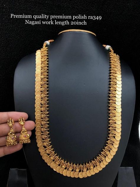 Kasu Malai, Necklace Set Indian Bridal Jewelry, Fashion Jewelry Necklaces Gold, Temple Jewellery Earrings, Wedding Jewelry Sets Bridal Jewellery, Gold Jewels Design, Bridal Necklace Designs, Gold Bridal Necklace, New Gold Jewellery Designs