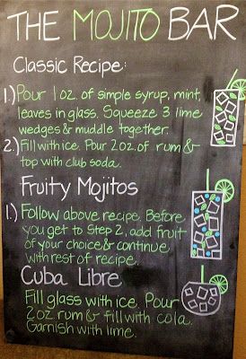 Havana Nights Surprise Party- create a rum inspired Mojito bar & design a fun drink menu Mojito Bar Ideas, Mojito Variations, Havanna Nights Party, Cuba Party, Havana Nights Party Theme, Havana Nights Theme, Havana Party, Cuban Party, Mojito Bar