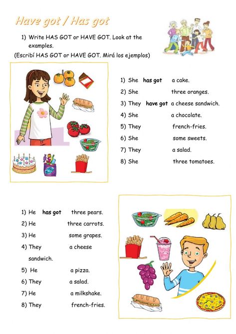 Do You Have Worksheet, Has Got Have Got Worksheets, Have Has Worksheets, Food Worksheets For Kids, Food Worksheet, English Primary School, Ingles Kids, Esl Grammar, Reading Comprehension For Kids