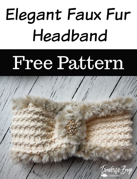 Crochet Faux Fur, Fur Crochet, Fingerless Mittens Pattern, Crochet Ear Warmer Pattern, Crochet Headband Free, Crochet Headband Pattern Free, Faux Fur Headband, Crochet Headbands, Headband Crochet