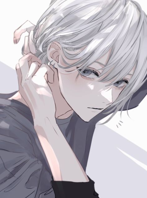 Anime White Hair Boy, Boy With White Hair, White Hair Anime Guy, Anime Cat Boy, Anime Show, Anime Boy Hair, Anime Black Hair, Anime Galaxy, Manga Drawing Tutorials