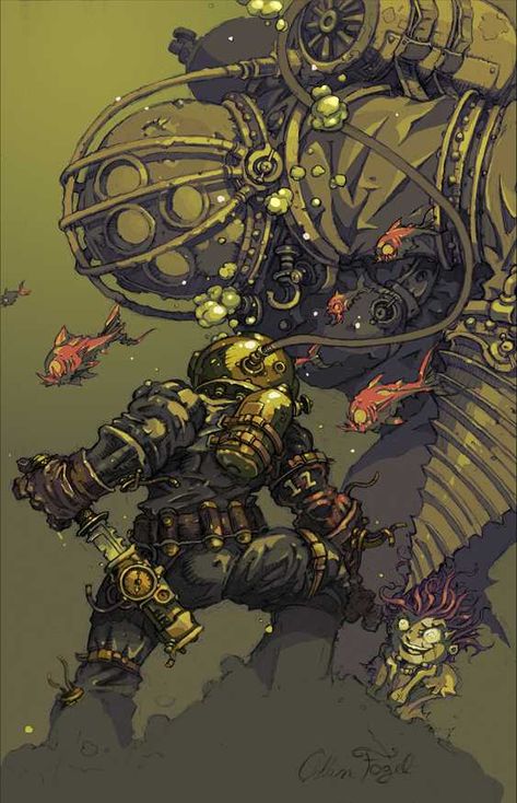 Underwater Concept Art, Bioshock Artwork, Bioshock Rapture, Bioshock Game, Bioshock Art, Bioshock Series, Bioshock 2, Dishonored, Concept Art Drawing