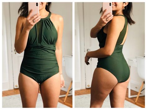 10 Swimwear Styles To TRULY Hide A Postpartum Pooch - The Mom Edit Outfit For Belly Pooch, Best Mom Swimwear, Best Bathing Suit For Mom Pooch, Best Swimsuit For Belly Pooch, Postpartum Swimwear, Mom Pooch Outfit, Postpartum Pooch, Mom Bathing Suits, Ruched Swimwear