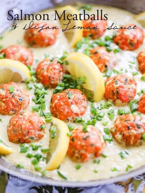 Salmon Meatballs, Lemon Cream Sauces, How To Cook Meatballs, Healthy Salmon, Pescatarian Recipes, Lemon Sauce, Minced Meat, Latest Recipe, Fish Dishes