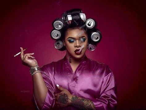 Soda Can Rollers Photoshoot, Soda Can Photoshoot, Soda Can Hair Rollers Photoshoot, Hair Rollers Photoshoot, Pose Girly, 60s Photography, Retro Photoshoot, Light Em Up, Hair Roller