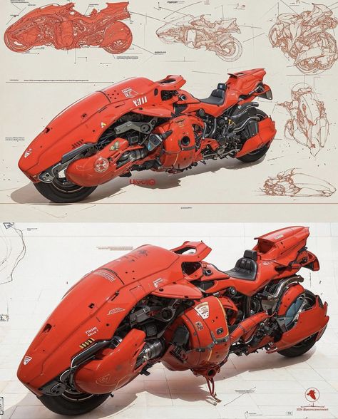 Hover Bike Concept Art, Cyberpunk Transportation, Cyberpunk Motorcycle Concept Art, Futuristic Motorcycle Concept Art, Akira Concept Art, Sci Fi Bike, Future Concept Art, Motorcycle Concept Art, Concept Motorcycles Design