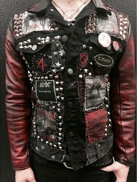 Long Live Rock And Roll, Punk Fashion Diy, Punk Jacket, Steampunk Jacket, Leather Button Up, Gothic Jackets, Battle Jacket, Live Rock, Studded Jacket