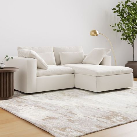 Harmony Modular Small 2-Piece Chaise Sectional (86") Sectional Living Room Layout, Small Sectional, Small Sectional Sofa, Small Couch, Sectional Sofas Living Room, White Couches, Modern Sofa Sectional, Upholstered Sectional, Modern Sectional