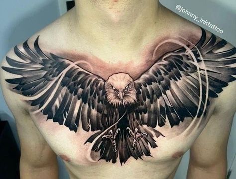 Tattoo Chest And Shoulder, Chest Tattoo Wings, Eagle Chest Tattoo, Tier Tattoo, Small Chest Tattoos, Black Tattoo Cover Up, Native Tattoos, Rose Tattoos For Men, Cool Wrist Tattoos