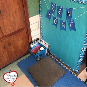 From September to (Mrs.) May: Firsties Go Zen - Positive Behavior Management in the Classroom, Part One Kindergarten Accommodations, Classroom Zen Zone, Chill Out Corner Classroom, Zen Zone Classroom Ideas, Calm Corner In Classroom, Zen Classroom, Chill Corner, Calming Classroom, Positive Behavior Management