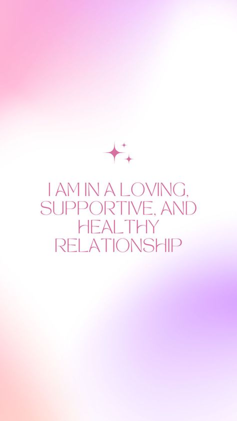 "I am in a loving, supportive, and healthy relationship" Daily Affirmations For Relationships, Love Affirmation Romantic, Love Relationship Manifestation, Love Relationship Affirmations, Healthy Love Affirmations, Positive Love Affirmations, Perfect Relationship Affirmations, Manifest Relationship Affirmations, Healthy Relationship Affirmations Relationships