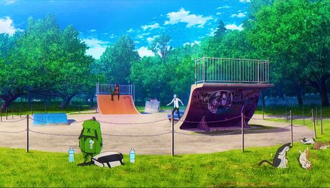 Sk8 The Infinity, Anime Animals, The Infinity, Skate Park, Anime Background, Animal Crossing, Golf Courses, Skateboard, Anime