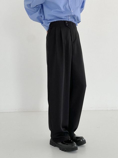 Zhou Essential Flowy Wide Pants-korean-fashion-Pants-Zhou's Closet-OH Garments Flowy Wide Leg Pants, Gq Fashion, Pants Outfit Men, Formal Pants, Men Stylish Dress, Streetwear Men, Wool Trousers, Streetwear Men Outfits, Retro Vintage Style