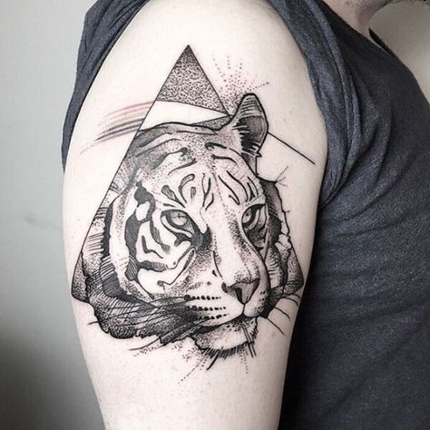 14+ Black and White Tiger Tattoo Designs | PetPress Geometric Tiger Tattoo, Tiger Tattoo Meaning, Mens Tiger Tattoo, Tiger Tattoo Designs, White Tiger Tattoo, Tiger Face Tattoo, Geometric Tiger, Tiger Tattoo Design, Sketch Tattoo