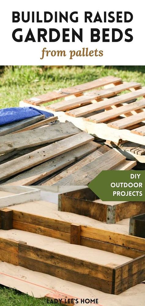 Embark on building raised garden beds from pallets with our comprehensive guide. This DIY outdoor project for homestead survival is not only cost-efficient but also an easy way to enhance your self-sufficiency. Perfect for anyone interested in cheap DIY projects that improve your edible garden. Visit ladyleeshome.com for a wealth of DIY garden projects and more. Garden Beds From Pallets, Beds From Pallets, Making Raised Beds, Cheap Raised Garden Beds, Building Raised Garden Beds, Raised Garden Beds Diy, Garden Solutions, Building A Chicken Coop, Lawn And Landscape