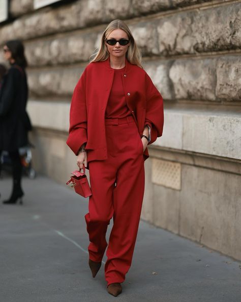 Claire Rose Cliteur (@clairerose) • Instagram photos and videos Single Breasted Coat, Red Outfit, Wearing Red, Trendy Colors, Red Fashion, Paris Fashion, Outfit Inspirationen, Paris Fashion Week, Coats For Women