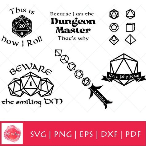 Dungeons and Dragons SVG PNG Dxf Eps D&D Svg Cut File D20 Dungeon Master Svg Clip Art Beware the Smiling DM Svg Crit Happens Svg - Etsy Dungeons And Dragons Svg, Om Art, Svg Clip Art, Dragon Party, D&d Dungeons And Dragons, Dungeon Master, Cricut Creations, Cricut Projects Vinyl, Cricut Crafts