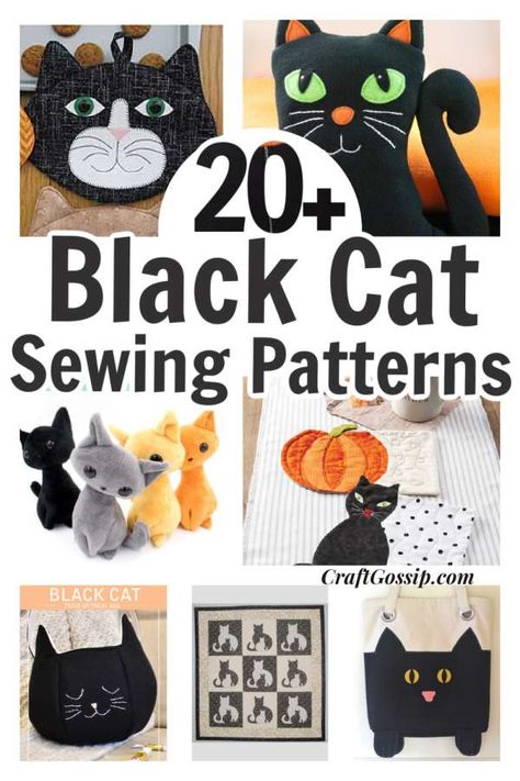 Crafts, Patterns, DIY and Handmade Ideas from CraftGossip – Page 10 Fear Of Darkness, Halloween Black Cats, Black Cat Superstition, Black Cat Pillow, Knitting Diy, Halloween Sewing, Cat Applique, Softie Pattern, Diy Baby Clothes