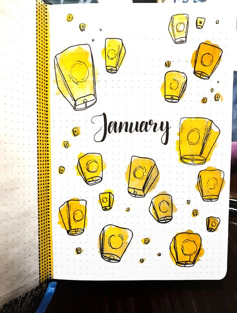 Floating lantern theme Floating Lantern Drawing, Bujo Lantern Theme, Lantern Doodle, Bullet Journal Ideas Templates, Bullet Journal Cover Ideas, Bullet Journal Paper, Bulletin Journal Ideas, Diy Journal Books, Bullet Journal Mood