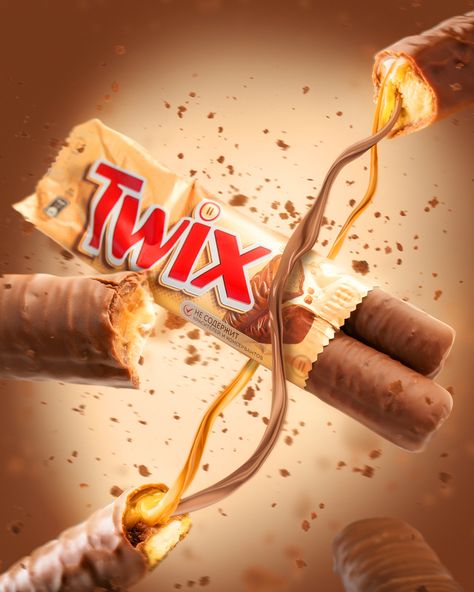 Chocolate Twix :: Behance Twix Chocolate Wallpaper, Chocolate Creative Ads, Chocolate Advertising Design, Chocolate Ads, Chocolate Advertisement, Chocolate Poster, Twix Chocolate, Funnel Cakes, Sweet Drawings