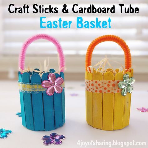 Simple And Easy Easter Basket Craft For Kids #EasterCraft #KidsCraft #RecycledCrafts Flower Art Projects, Preschool Popsicle, Projects For Preschool, Easter Basket Craft, Easter Basket Crafts, Easter Crafts Preschool, Easter Arts And Crafts, Basket Crafts, Easy Easter Crafts