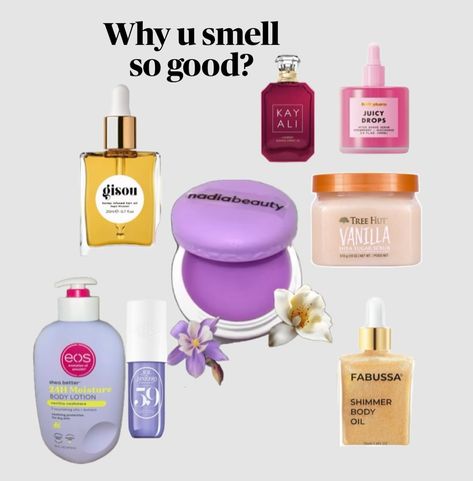 Why do you smell so good?” Vanilla & grape lovers ✨✨🍦🍇🍇is a fun and lighthearted way to compliment someone, often implying that their scent is pleasant or that they have a good personal style. It can be playful and flirtatious, and it’s usually meant to make the person feel good about themselves. @kayali @eosproducts @nadiaxxbeauty @gisou @soldejaneiro @treehut @fabussa @fruitpharmbeauty #MakeupInspo #SkincareRoutine #BeautyCommunity #GlowingSkin #MakeupLover #BeautyHacks #SelfCareSund... Virgina Smell Good, Compliment Someone, Baddie Tips, Smell Good, Beauty Cosmetics, Makeup Art, Makeup Inspo, Makeup Lover, Eos