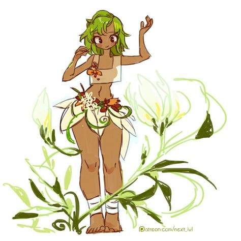 Sadida Flower Poses Drawing, Plant Hair Drawing, Nature Oc Art, Flower Person Drawing, Plant Character Design, Flower Oc, Nature Oc, Plant Oc, Swag Art