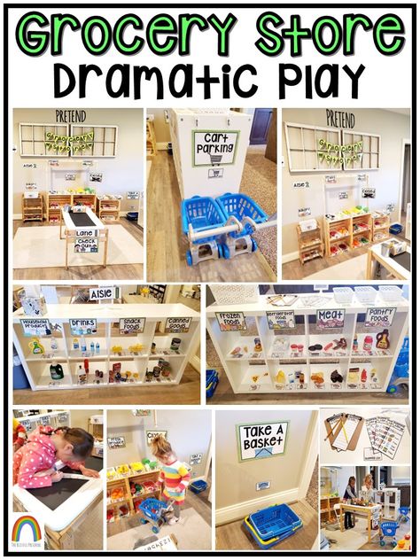 https://www.teacherspayteachers.com/Product/Grocery-Store-Dramatic-Play-8734133 Diy Dramatic Play Grocery Store, Dramatic Play Grocery Store Preschool, Beginning Of The Year Dramatic Play, Grocery Store Dramatic Play Ideas, Supermarket Role Play Area, Grocery Store Play Area, Preschool Grocery Store Dramatic Play, Dramatic Play Store, Grocery Dramatic Play