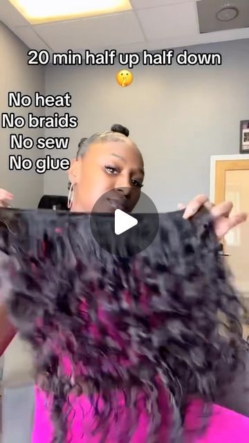 Hairspells Human Hair Wigs 🔥 on Instagram: "New way to do a half up half down 🙋🏾‍♀️has anyone really tried this method? Share your thought with me below 👇🏽   Video from @__supremestrands   #halfup #halfuphalfdownhairstyle #halfuphalfdown #halfupdo #newhair #hairtutorial #hairtutorials #hairtutorialvideo #hairvideos #hairvideo #newway #hairinspiration #hairinspo #hairinstagram #hairlife #newhair" Half Up Black Hairstyles, Half Up Half Down Hair Sewin, Half Up Half Down Curly Hair Black Women Quick Weave, Half Up Half Down Synthetic Weave, Half Up Half Down Half Wig, Half Up Half Down Crochet Styles, Half Feed In Half Sew In, Half Up Half Down Water Wave, Half Up Half Down Hair Black Women Crochet