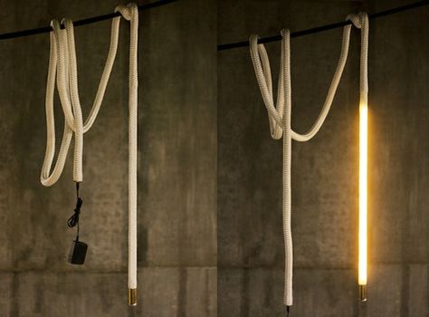 Luke Lamp Co.’s Center Pendant Rope Lights Give Energy Efficient LEDs an Elegant New Form Hanging Rope Lights, Stag Ideas, Luke Lamp, Rope Light Fixture, Rope Lighting, Arch Light, Rope Lamp, Rope Pendant Light, Chemistry Lab