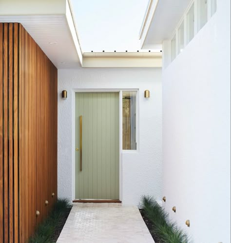 Dulux Australia, Dulux White, Grey Exterior House Colors, Well House, White Cabbage, Front Verandah, Green Front Doors, Beach House Exterior, Exterior Front Doors