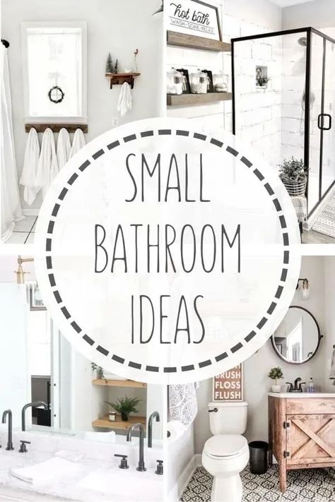 If you're looking for small bathroom ideas for your farmhouse, look no farther. We have some great small bathroom remodel ideas that you'll love. Our friends have some perfect tiny bathroom ideas and we can't wait to show them to you. A powder room can be dolled up. New sink cabinetry, a clawfoot bathtub, shelving and tiling can all be additions to a small bathroom remodel. Small Farmhouse Bathroom, Small Bathroom Decor Ideas, Small Bathroom Remodel Ideas, Small Full Bathroom, Small Apartment Bathroom, Toilet Room, Interior Minimalista, Bad Inspiration, Bathroom Remodel Ideas