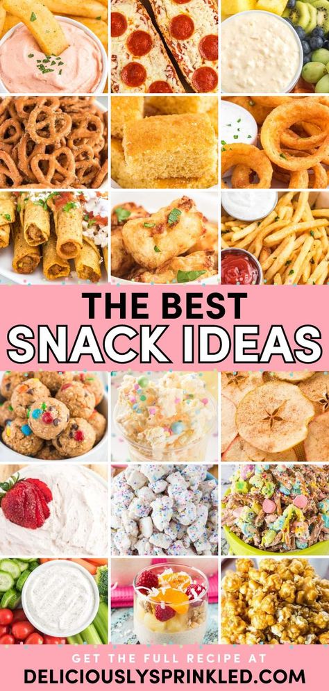 Looking for easy snacks to make at home? Check out the BEST snack ideas! Here, you'll find afternoon snacks, treats for the movies or late nights, healthy munchies, and even party food! Pin this for later! Late Night Snacks Easy, Easy Snacks To Make, Snacks To Make At Home, Best Late Night Snacks, Munchies Snacks, Healthy Munchies, Easy To Make Snacks, Birthday Party Snacks, Movie Night Snacks