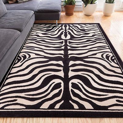 Bloomsbury Market Preece Zebra Print Black/White Indoor/Outdoor Area Rug Rug Size: Rectangle 8' x 11' Zebra Area Rug, Zebra Print Rug, Black White Area Rug, Dreamy Decor, Print Rug, Clothing Fabric, African Decor, Navy Blue Area Rug, Black Area Rugs