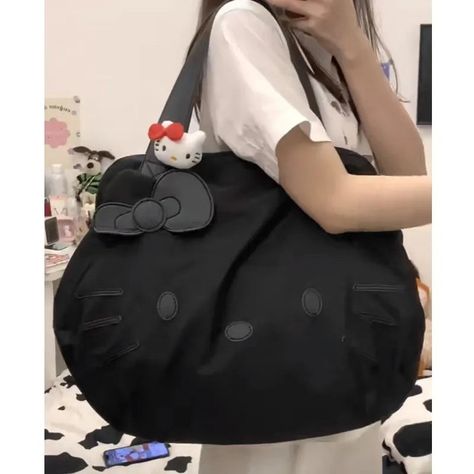 Sanrio Black Hello Kitty One Shoulder Crossbody Bag | Large Capacity Tote Bag https://kyoota.com/products/sanrio-black-hello-kitty-one-shoulder-crossbody-bag-large-capacity-tote-bag Kyoota #Hot Black Hello Kitty, Diy Hello Kitty, Hello Kitty Plush, Off Black, Color Set, Large Bags, Crossbody Shoulder Bag, Fashion Games, Travel Bag