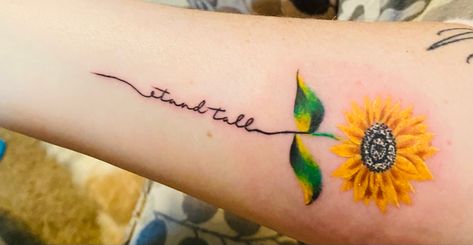 To The Sun Tattoo, Stand Tall Tattoo, Tall Tattoo, The Sun Tattoo, Vine Tattoos, Daughter Tattoos, Mother Daughter Tattoos, Sun Tattoo, Sunflower Tattoo