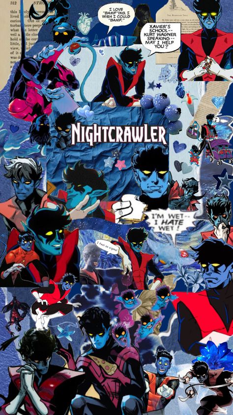 Silly goofy blue Kurt Wagner Kurt Wagner Xmen 97, Kurt Wagner Fanart, Nightcrawler Wallpaper, Wagner Aesthetic, Nightcrawler Art, Painting Characters, Nightcrawler Xmen, Kurt Wagner, Blue Elf