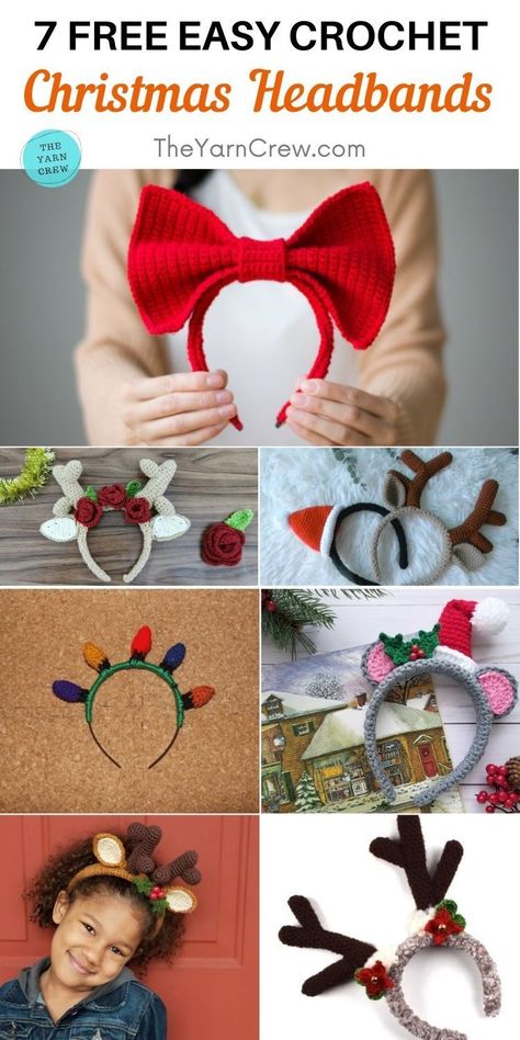 Crochet Patterns For Christmas, Christmas Headband Diy, Christmas Fayre Ideas, Easy Crochet Christmas, Crochet Christmas Lights, Crochet Patterns Easy, Christmas Headbands, Crochet Christmas Stocking Pattern, Crochet Elephant Pattern