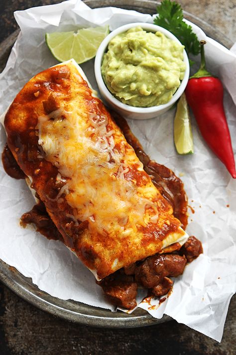 Smothered Chile Colorado Burritos | Creme De La Crumb Colorado Burrito, Chile Colorado Burritos, Colorado Burritos, Chili Colorado, Bean And Cheese Burrito, Recipes Corn, Burrito Recipes, Chile Colorado, Beef Filet