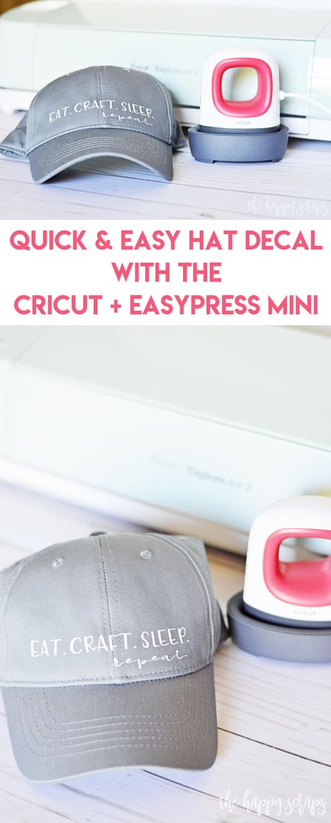 The Cricut EasyPress Mini is the key to getting this Quick & Easy Hat Decal project done! You'll have your design cut and applied in no time! Cricut Iron On Vinyl, Hat Tutorial, Cricut Projects Beginner, Circuit Projects, Diy Hat, Diy Cricut, Upcycle Projects, Cricut Tutorials, Iron On Vinyl