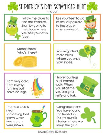 St Patrick\'s Day Scavenger Hunt St Patrick's Day Scavenger Hunt Clues, St Patricks Scavenger Hunt Ideas, St Pattys Day Scavenger Hunt, Leprechaun Hunt Clues, Leprechaun Scavenger Hunt Clues, Leprechaun Scavenger Hunt Free, Printable Scavenger Hunt Clues, St Patrick’s Day Scavenger Hunt Free, St Patrick's Day Treasure Hunt