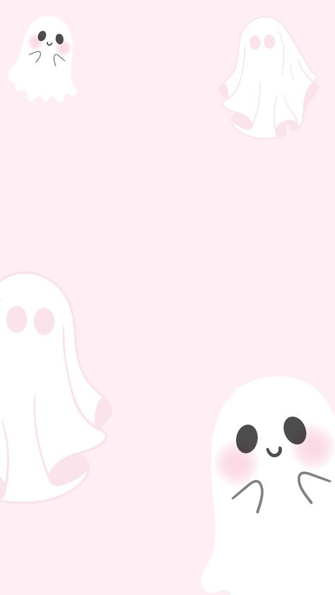 Halloween - Wallpapers - background - ghost - cute Cute Pink Halloween Wallpaper Iphone, Pink Ghost Background, Background Girly Cute, Pink And White Halloween Wallpaper, Pink Aesthetic Halloween Wallpaper, Cute Pink Fall Wallpaper, Pink Fall Wallpaper Aesthetic, Fall Birthday Aesthetic, Ghost Cute Wallpaper