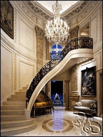 Luxury staircases Elegant Foyer, Elegant Staircase, Luxury Staircase, Foyer Staircase, Winding Staircase, Entry Ways, Luxurious Lifestyle, Entrance Foyer, Foyer Decorating