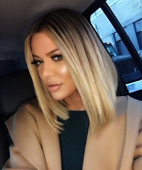 Longbob Hair, Khloe Kardashian Hair, Kardashian Hair, Short Straight Bob, Party Wig, Blonde Short, Long Hair Wigs, Wigs Synthetic, Ombre Blonde