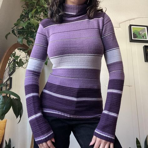 ✿ 90s purple striped turtleneck sweater ✿

vintage... - Depop Purple Turtleneck Outfit, Purple Knit Sweater, Purple Turtleneck, Striped Turtleneck Sweater, Lavender Sweater, Turtleneck Outfit, Executive Assistant, Wise Women, Striped Turtleneck