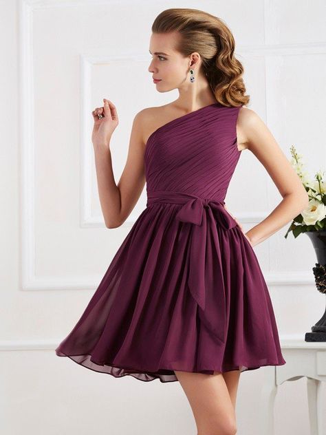 Homecoming Dresses, Cheap Homecoming Dresses Online - Hebeos Short Dresses For Wedding Guest, Short Dresses For Wedding, Blue Bridesmaid Dresses Short, Royal Blue Bridesmaid Dresses, Dresses For Wedding Guest, One Shoulder Bridesmaid Dresses, One Shoulder Bridesmaid, Chiffon Shorts, Chiffon Bridesmaid Dresses