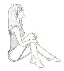 Sketched Drawing Someone Sitting, Anime Side View, Drawing Sitting, Sitting Drawing, Someone Sitting, Sitting Pose Reference, Side View Drawing, Poses Anime, Dark Alice In Wonderland