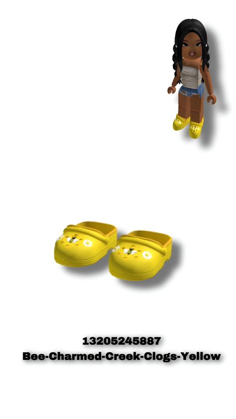 Berry Avenue Codes Crocs, Roblox Crocs Code, Berry Avenue Croc Codes, Roblox Bee Outfit Code, Yellow Crocs With Charms, Croc Memes Funny, Yellow Crocs, Free House Design, Bloxburg Decal Codes